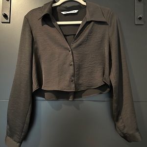 Zara cropped long-sleeve shirt